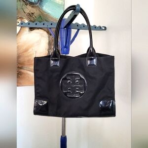 Tory Burch Black Nylon Tote Bag * Flawed*